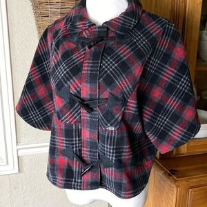Volcom Zip-Up Wool Blend Cape Style Jacket With Tonal Buttons Size Small